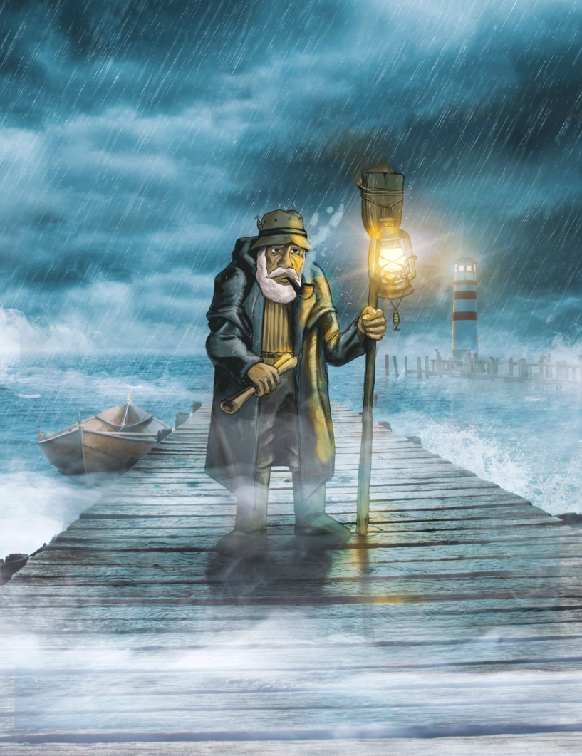 Kép az öreg halászról a Fertő tónál